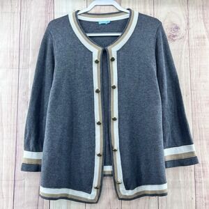 J. McLaughlin Womens Cardigan Sweater Modal Cotton Blend‎ Gray Sz XL